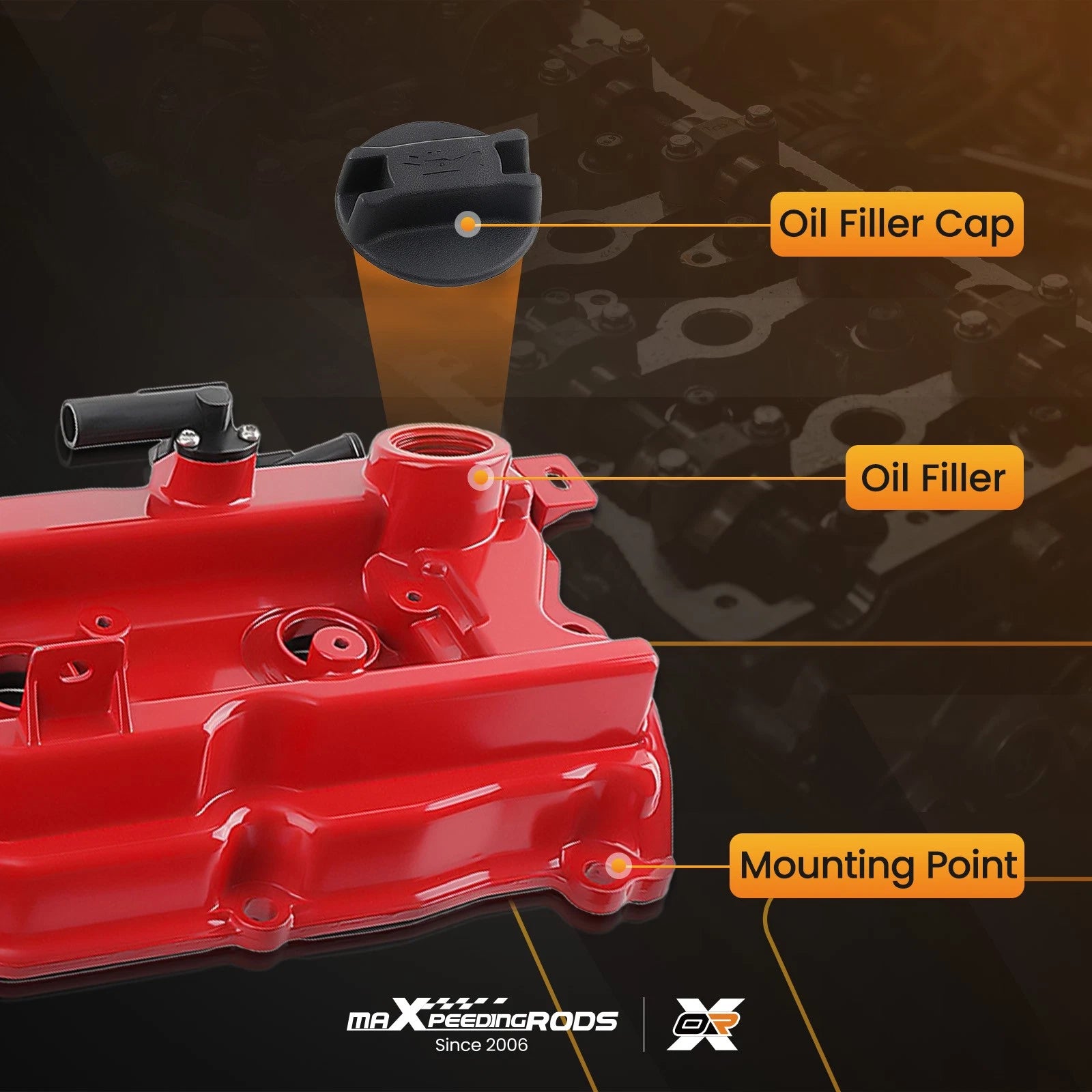 2X Aluminum Valve Cover Kit with Gaskets & Oil Cap for Infiniti QX60 (2015–2018)
