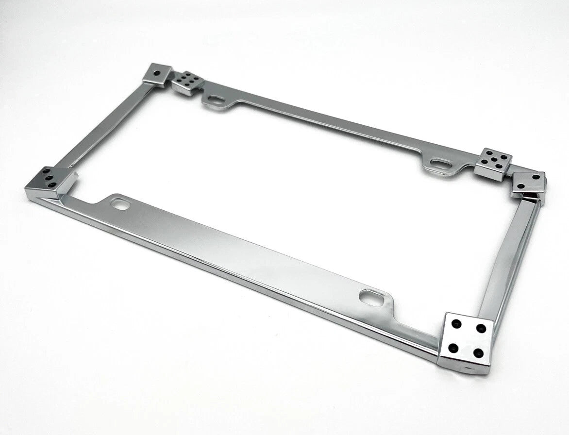 Chrome 3D Dice Metal License Plate Frame for Car Truck SUV (Universal)
