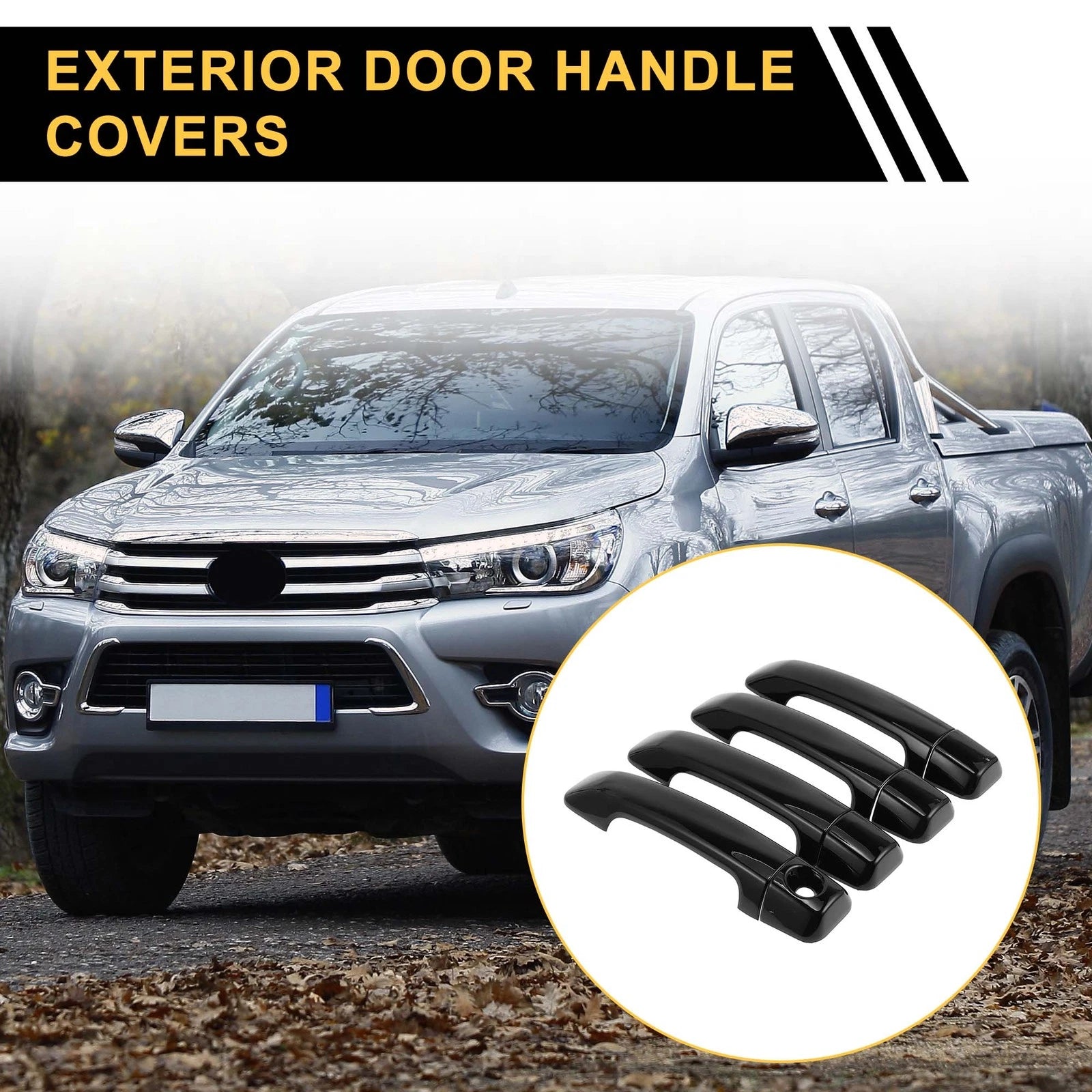 Set of 4 Door Handle Covers for Toyota Tundra (2007–2020) ABS Black