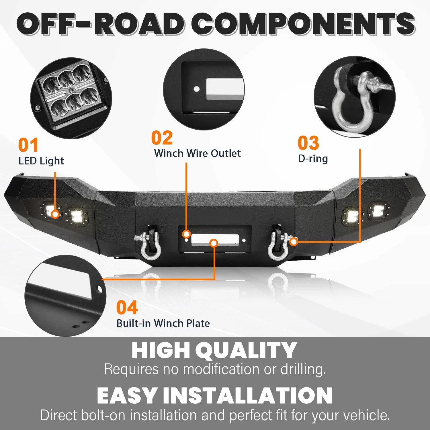 Front Bumper for Toyota Tundra (2007–2013) Steel Winch Ready w/ D Rings & Lights