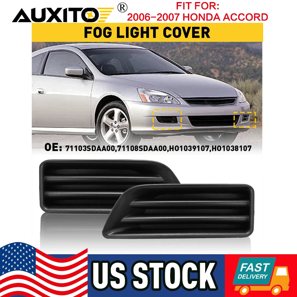 Set of 2 Fog Lamp Covers for Honda Accord Sedan (2006–2007) Black