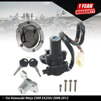 Ignition Switch Lock Gas Cap Cover Set for Kawasaki Ninja 250R (2008-2012)