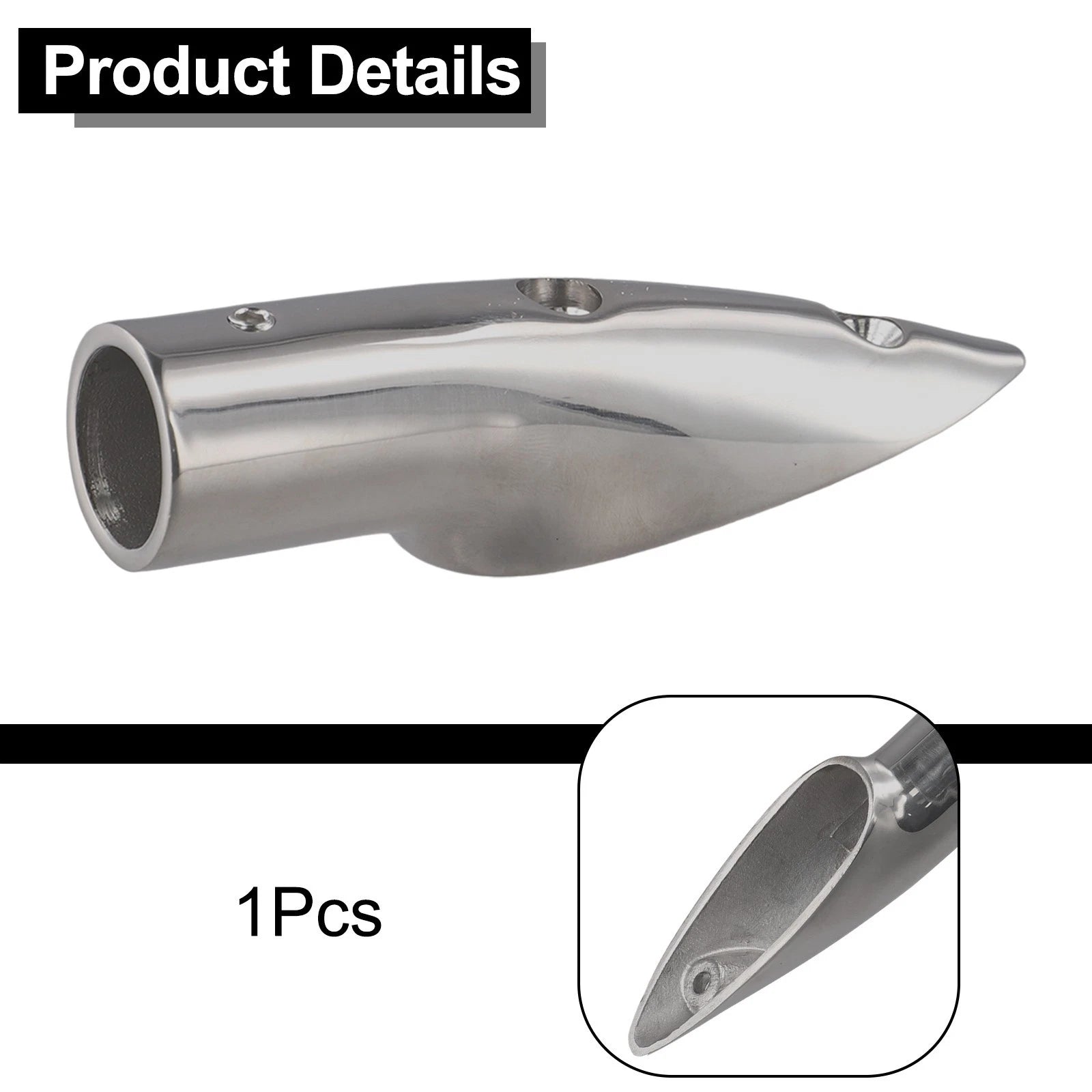 Mirror Polished Rail End for 22mm Tubing (Marine Grade Stainless Steel)