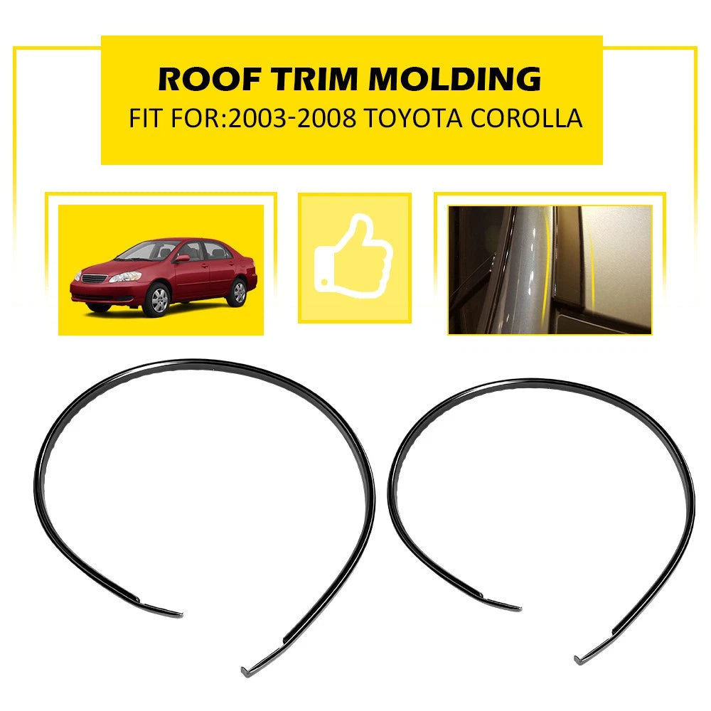 Set of 2 Roof Trim Molding for Toyota Corolla (2003–2008) Black