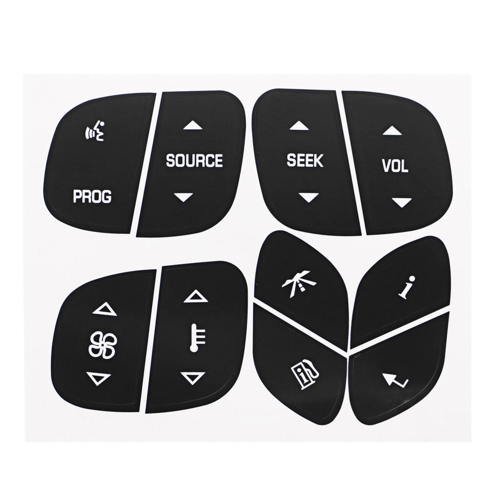 Set of 4 Steering Wheel Button Repair Stickers for GM Vehicles (2003–2011)