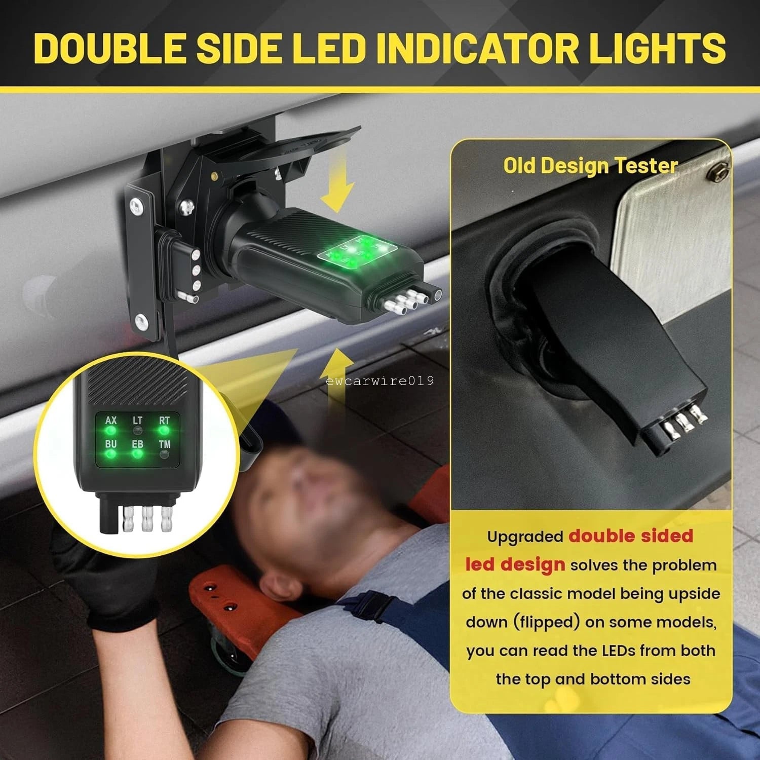 2-in-1 Trailer Plug Tester 4 Pin Flat & 7 Pin for RV Trucks