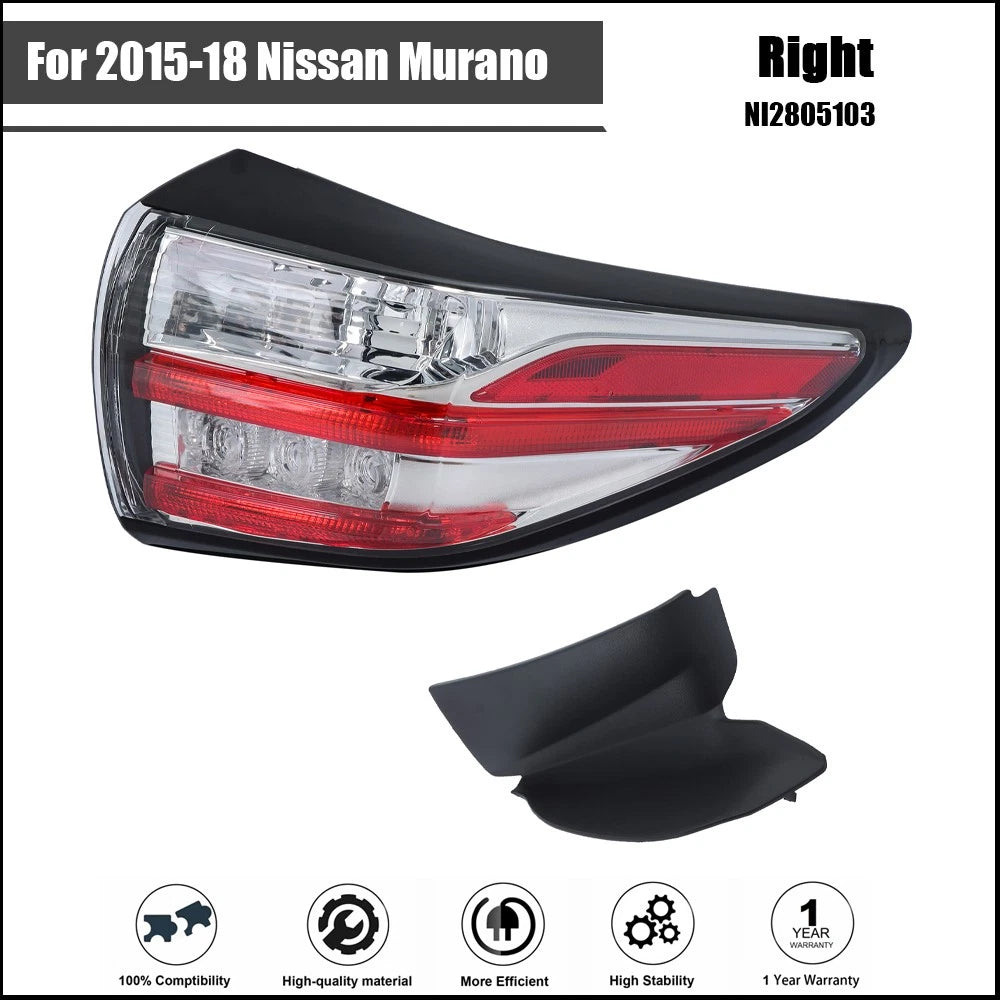 Tail Light Assembly for Nissan Murano (2015–2018) Passenger Rear Halogen LED