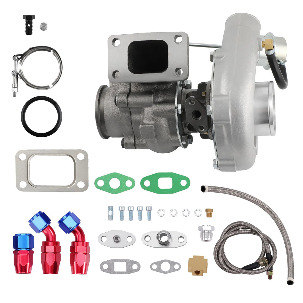 T3 Turbo V-Band Flange Turbocharger Kit AR.63 + Oil Feed/Return Line