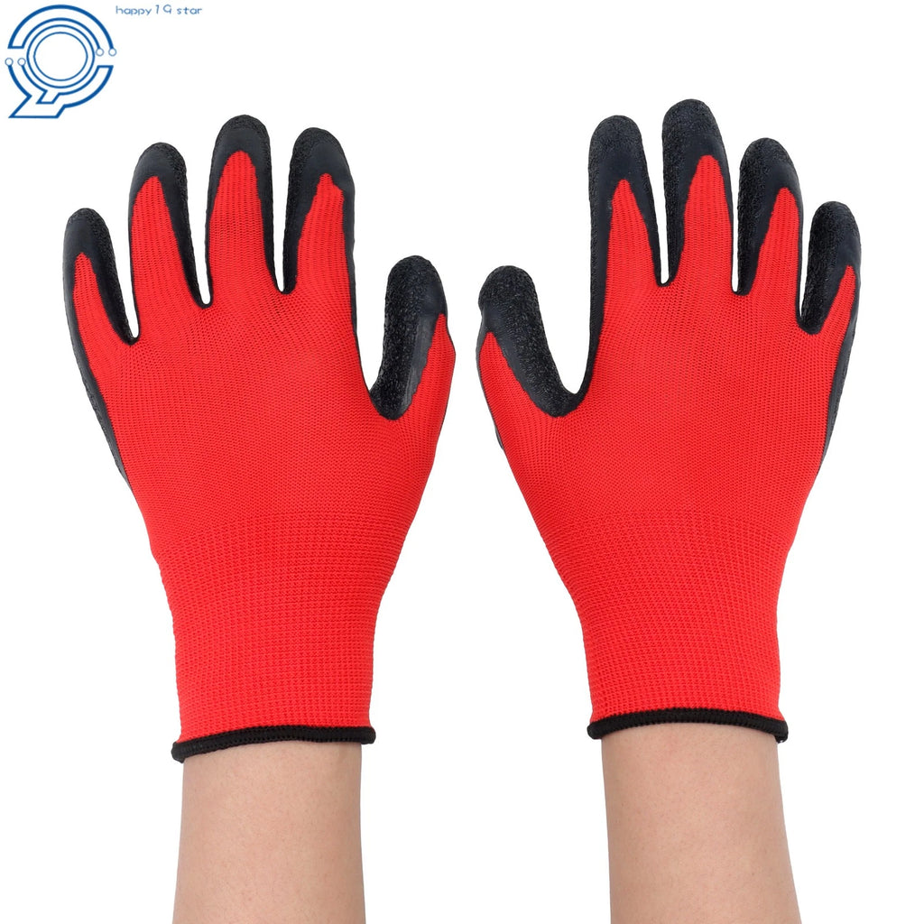 12 Pairs Crinkle Latex Work Gloves M-Size Large Rubber Coated Safety
