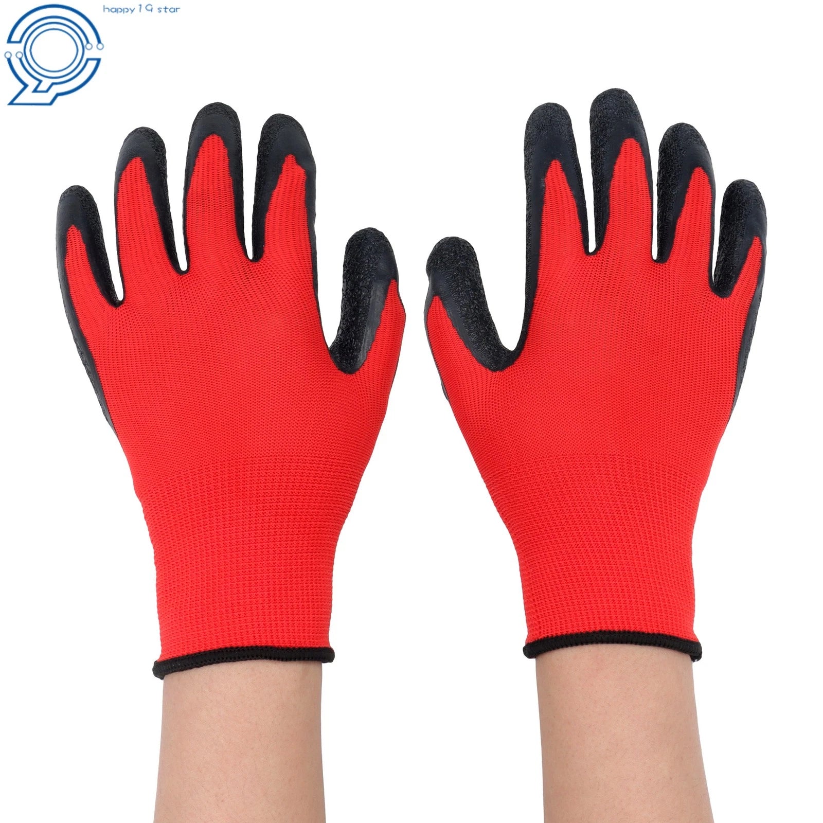 12 Pairs Crinkle Latex Work Gloves M-Size Large Rubber Coated Safety