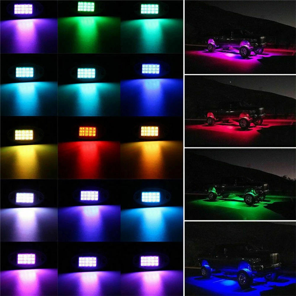 8Pods RGB LED Rock Lights for Offroad Vehicles (Bluetooth Wireless)