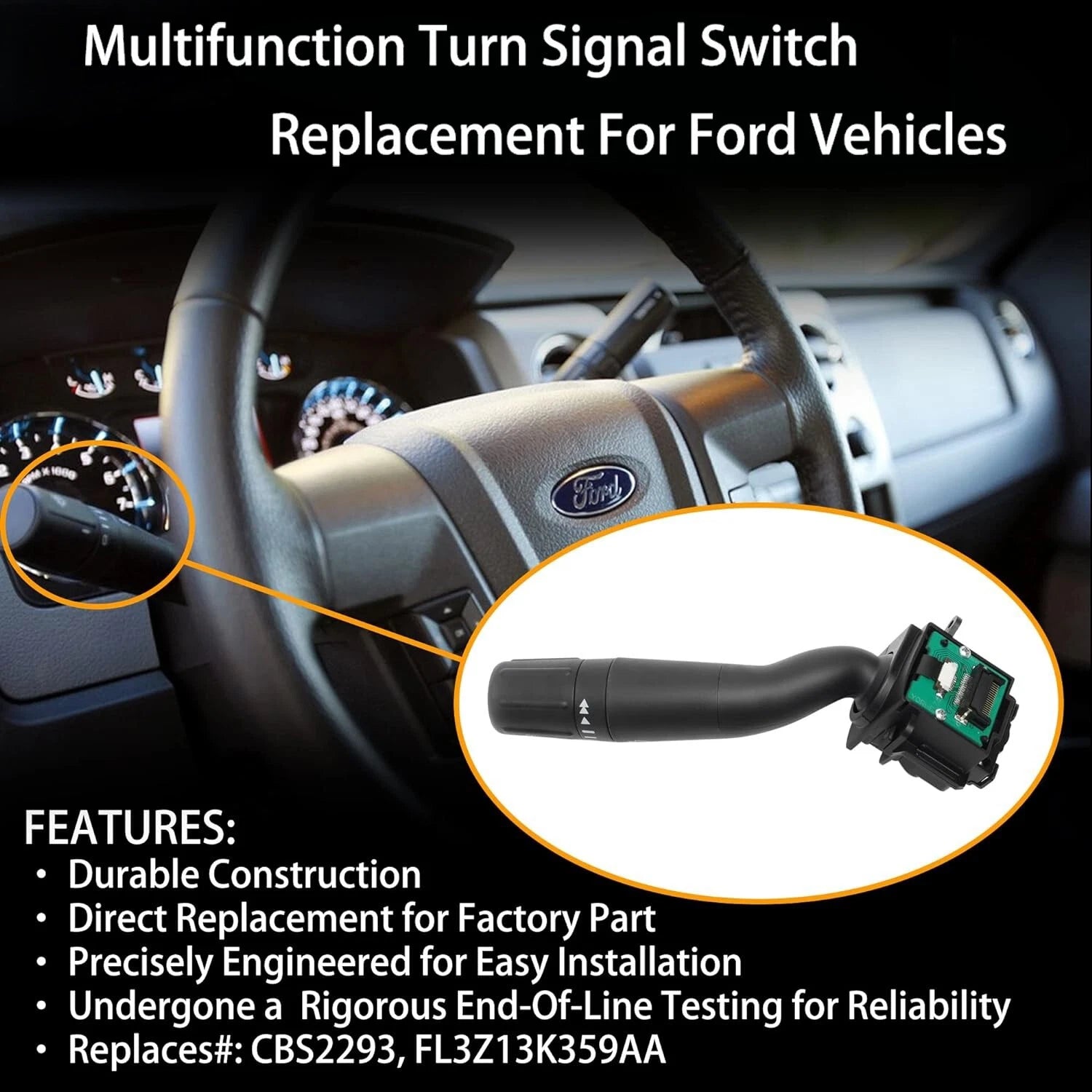 Turn Signal Wiper Switch for Ford F150/250/350/450/550 Super Duty (2015–2022) CBS2293