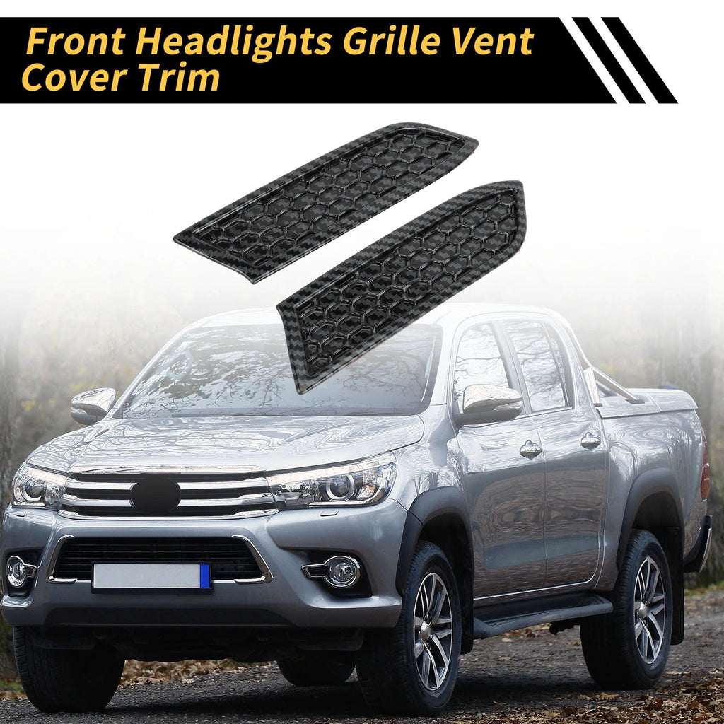 Set of 2 Carbon Fiber Pattern Headlights Grille Vent Cover for Toyota Tacoma (2016–2023)
