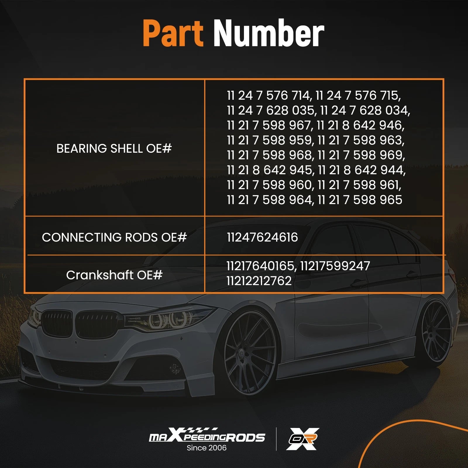 Crankshaft w/ Connecting Rods & Bearings Kit for BMW N20 320i 328i 528i (2012–2019)