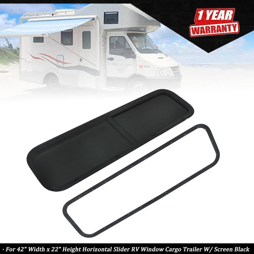 42" Horizontal Slider RV Window for Cargo Trailer with Screen (Fits Most Models)