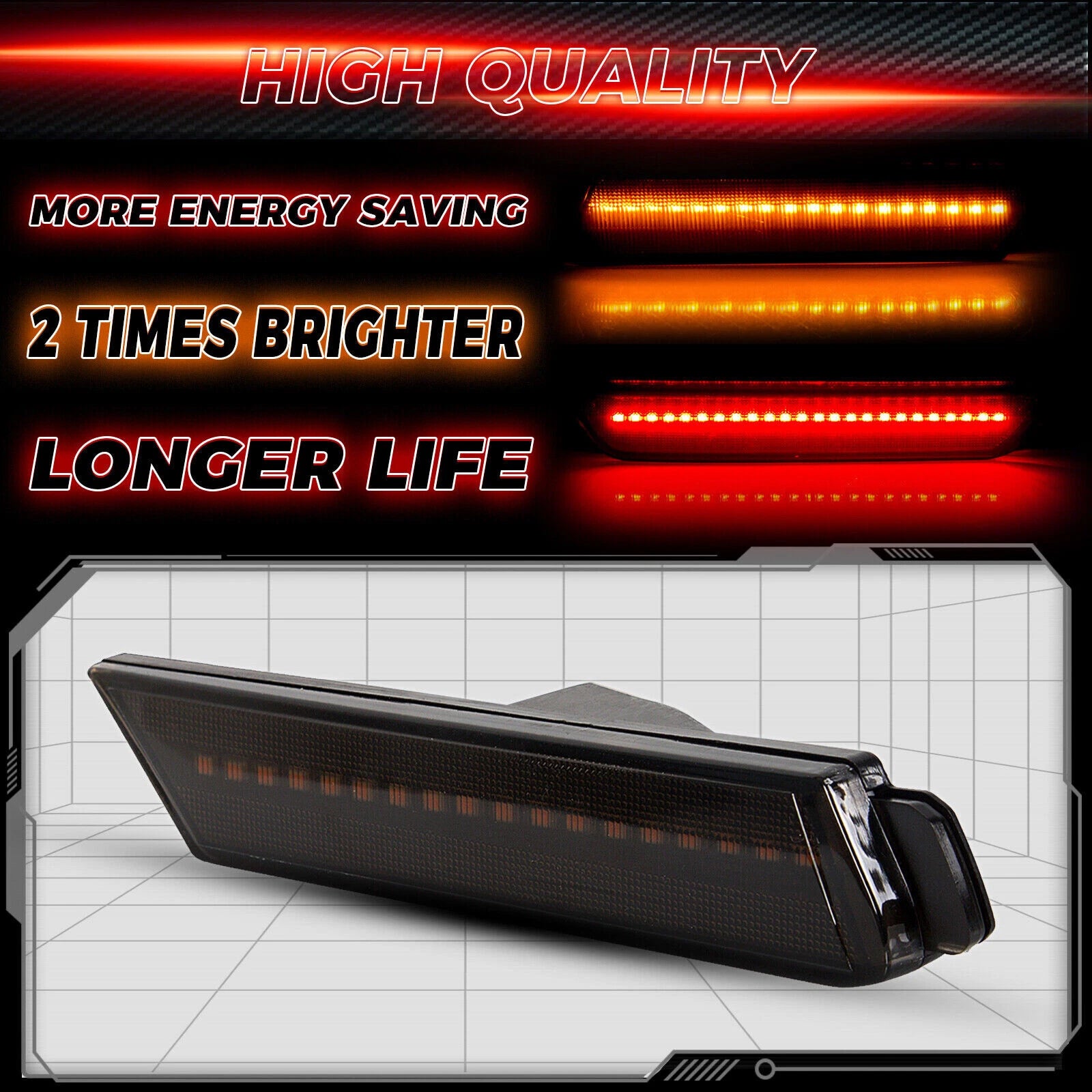 LED Side Marker Lights for Chevy Camaro (2010–2015) - Smoked