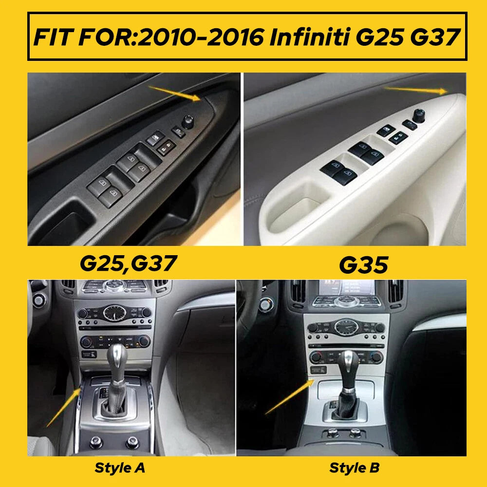 Set of Carbon Fiber Interior Trim Covers for Infiniti G37 Sedan (2010–2013)