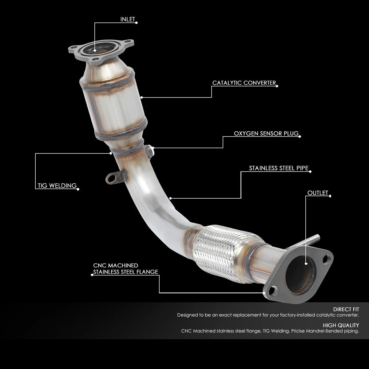 Catalytic Converter Flex Exhaust Pipe for Chevy Equinox GMC Terrain (2010–2014)
