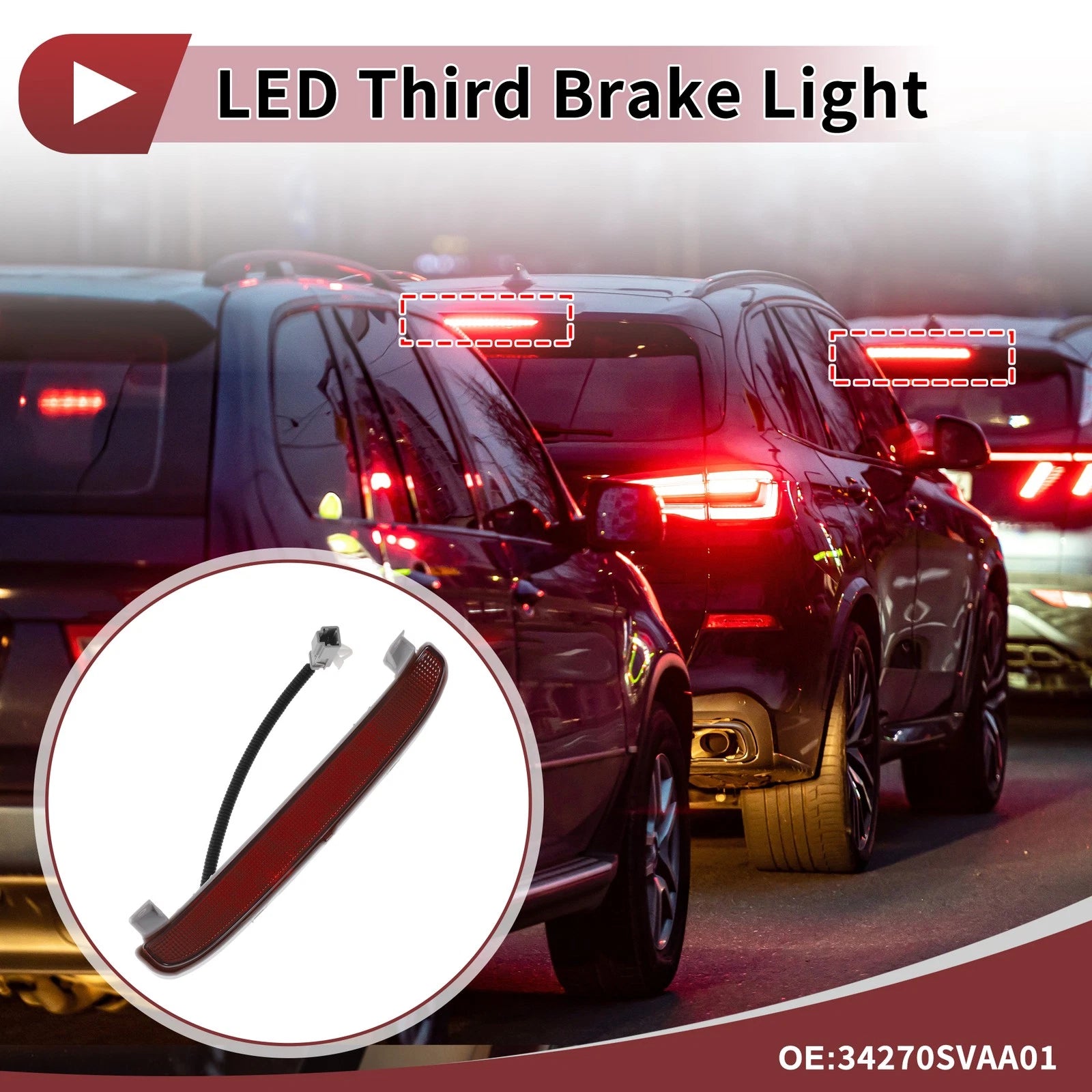 Red LED Third Brake Light for Honda Civic EX 2 Door Coupe (No. 34270SVAA01)