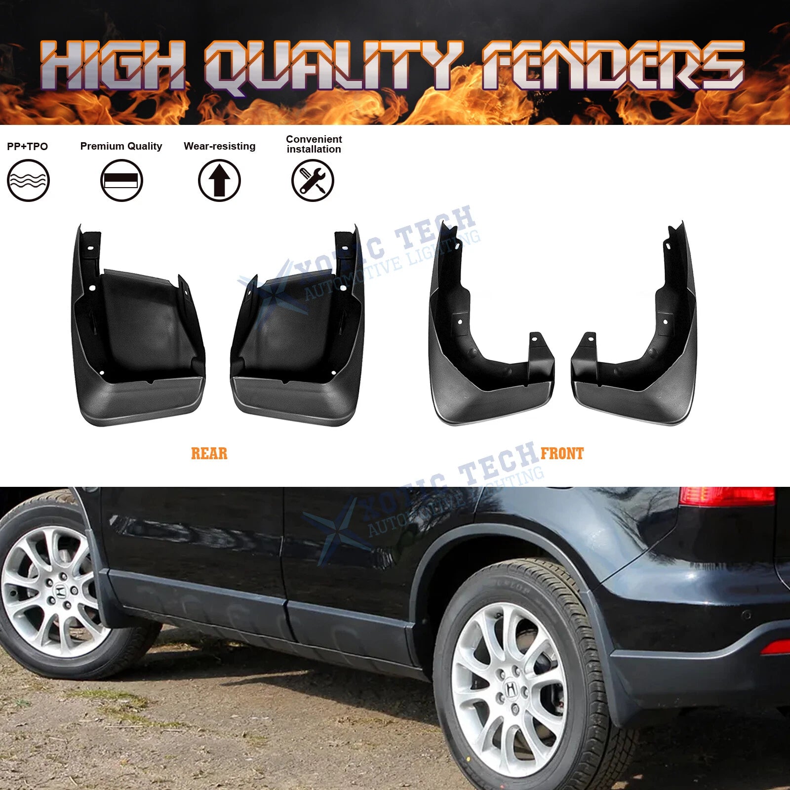 Front & Rear Mud Flaps Splash Fender Guard Kit for Honda CR-V (2007-2011)