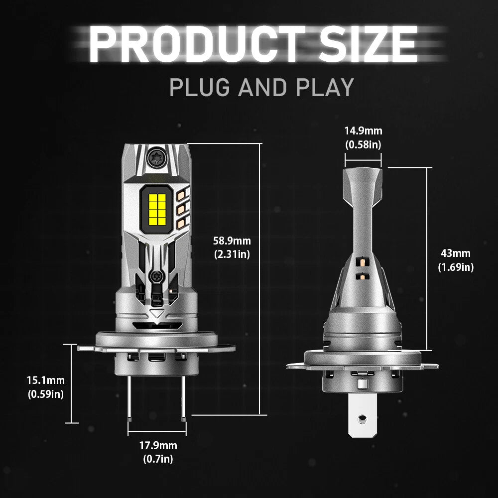 2X H7 LED Headlight Bulbs for NOVSIGHT (30000LM, 6500K White)