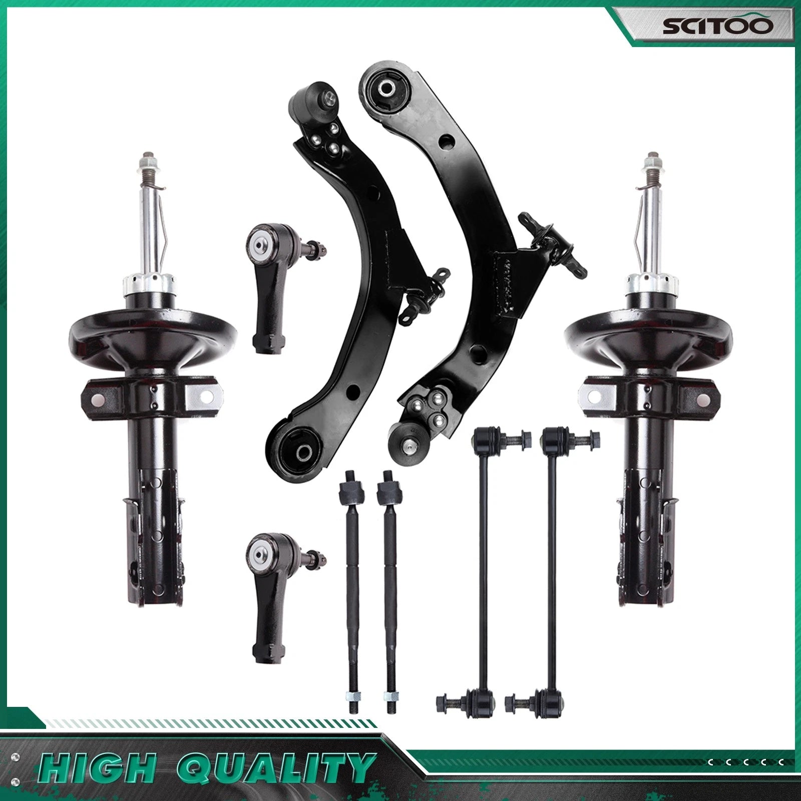 Front Complete Struts, Spring, Sway Bar Links, Tie Rods for Saturn Ion (2003–2007)