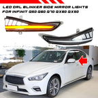 Clear LED Dynamic Side Mirror Turn Signal Lights Pair for Infiniti Q50 Q60 QX30 (2014–2021)