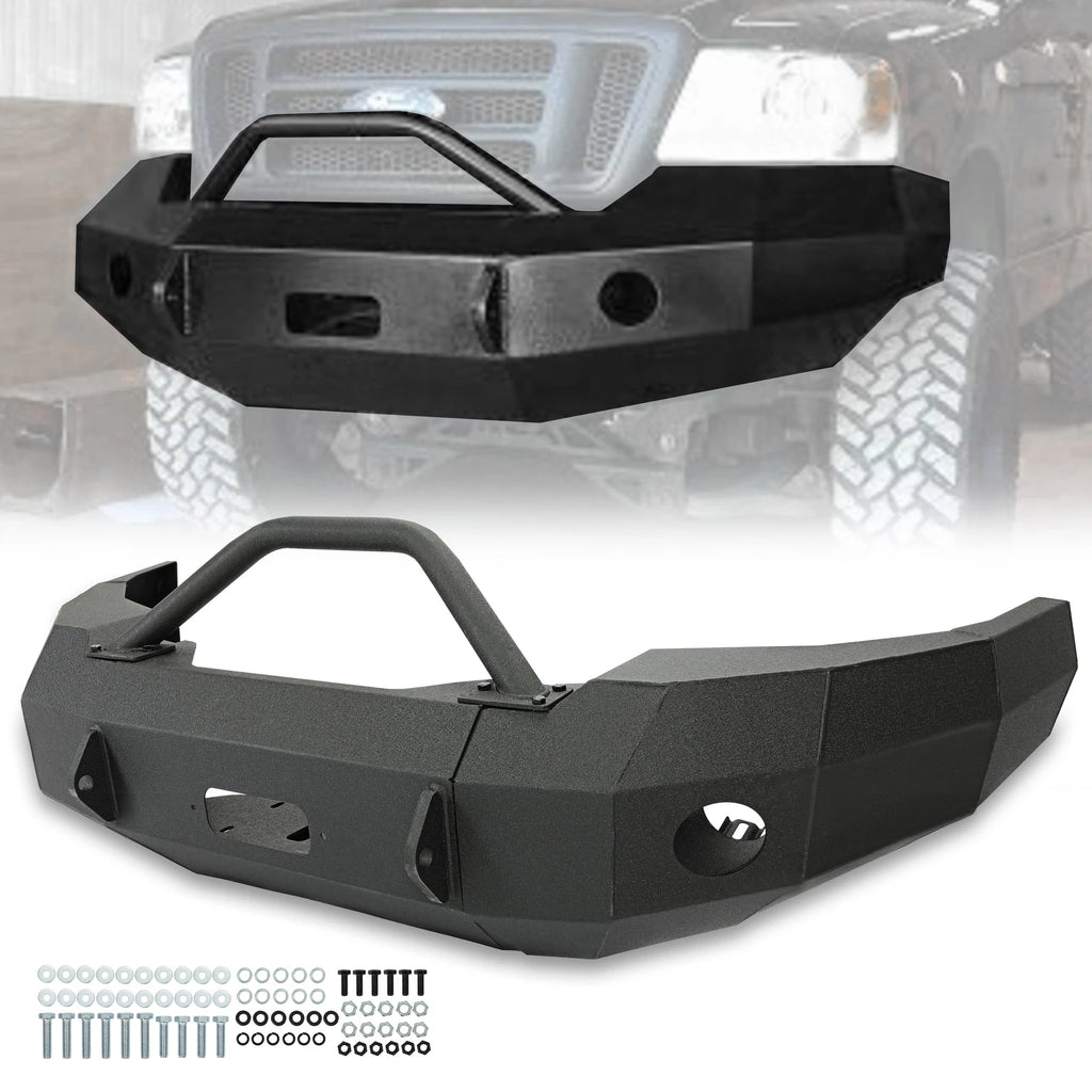 Black Steel Front Bumper with Push Bar for Ford F-150 (1997–2003)