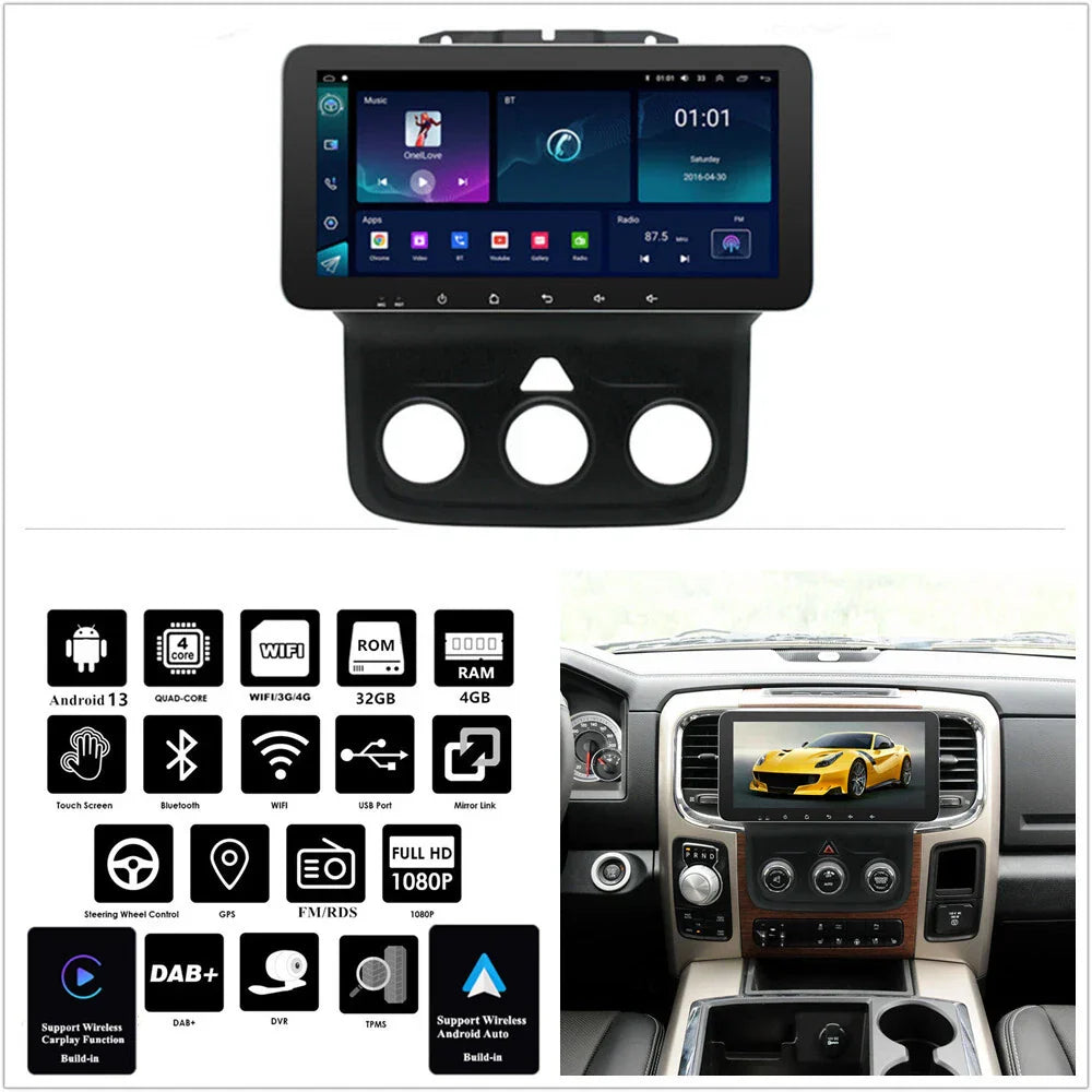 10.33" Stereo Radio GPS Head Unit for Dodge RAM (2013-2018)
