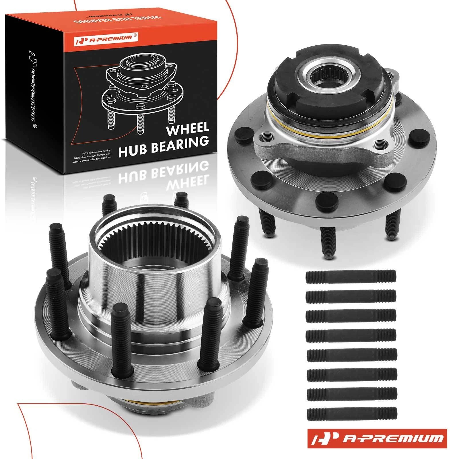 2X Front Wheel Hub & Bearing Assembly for Ford F-250 Super Duty (1999–2001)