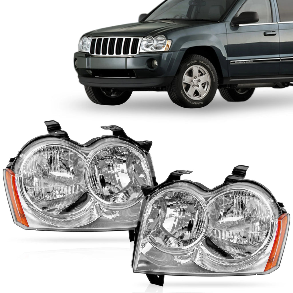 Set of 2 Headlights for Jeep Grand Cherokee (2005–2007)