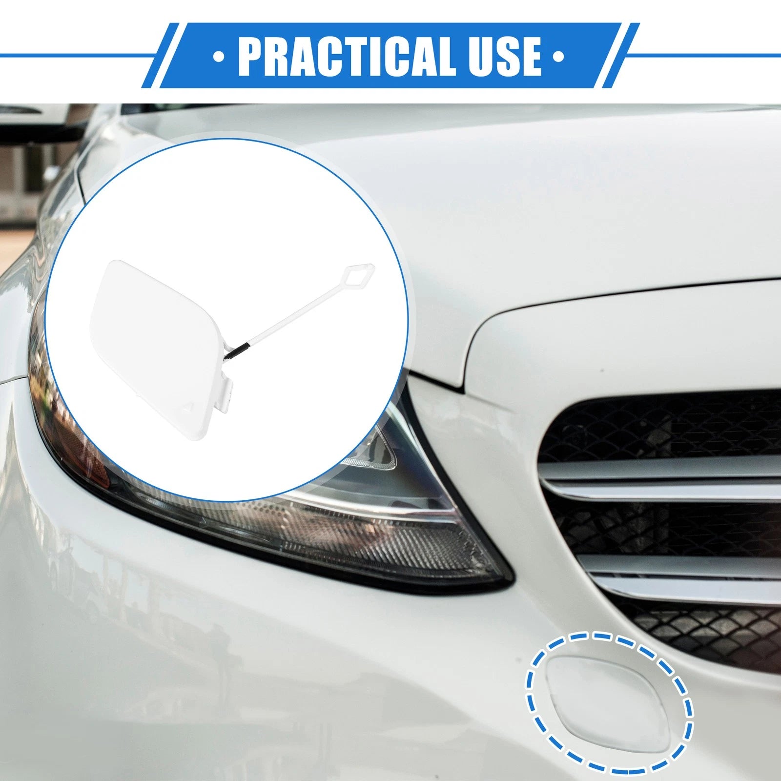 Tow Hook Eye Hole Cover for Mercedes-Benz R350 (2011–2012) White