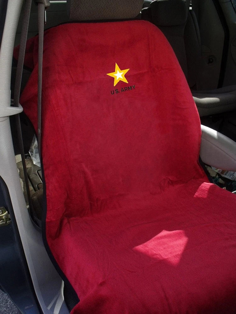 Seat Armour Red Terry Cloth Seat Cover w/US Army Logo - SAR167R