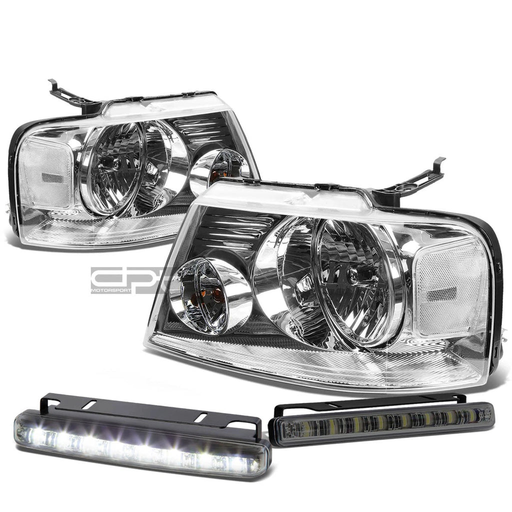 Chrome Headlight + Clear Lens Corner + LED Fog Light Set for Ford F150 (2004–2008)