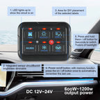 6 Gang Switch Panel for Car Boat (Dimmable, 720W, LED)