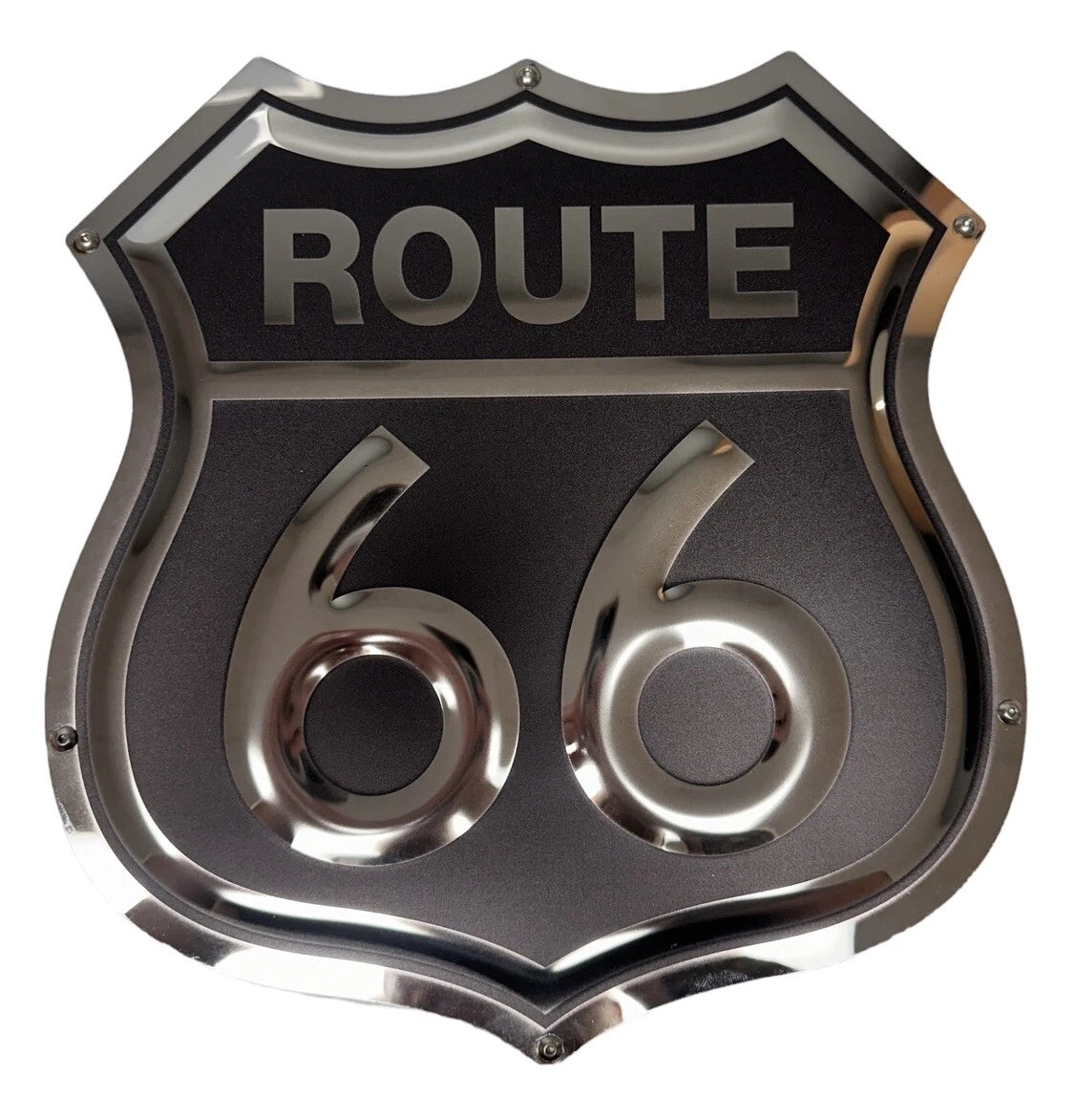 3D Route 66 Metal Sign Stainless Black for Universal Garage Decor (1990–2024)