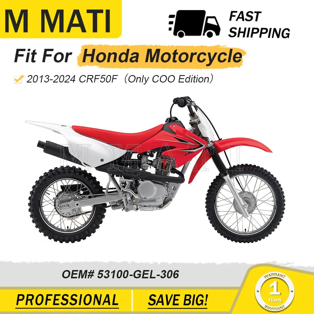 Heavy Duty Handlebar for Honda CRF50F (2013–2024) 53100-GEL-306