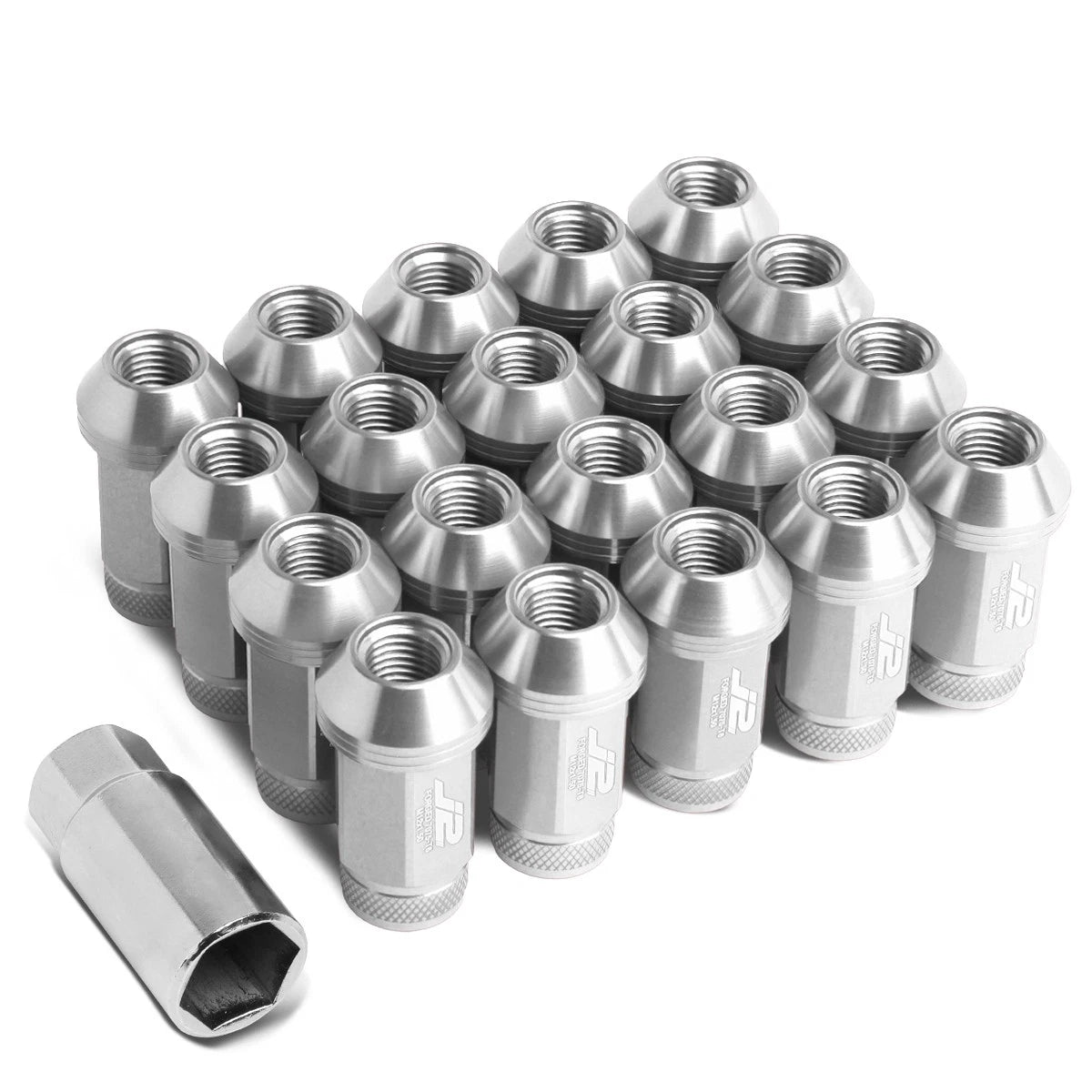20Pcs J2 7075 Forged Aluminum M12x1.5 Knurled Top Lug Nut Kit + Adapter for