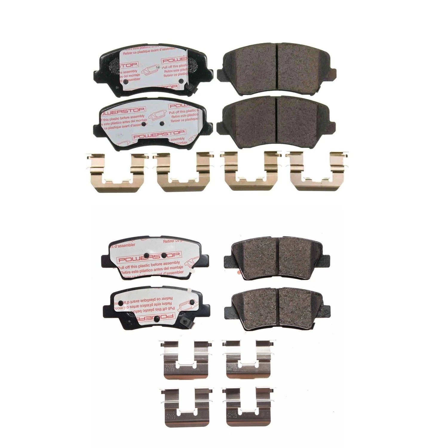 PowerStop 2X Front Rear Next Gen Carbon Fiber Disc Brake Pad Kit for Veloster (2012–2017)