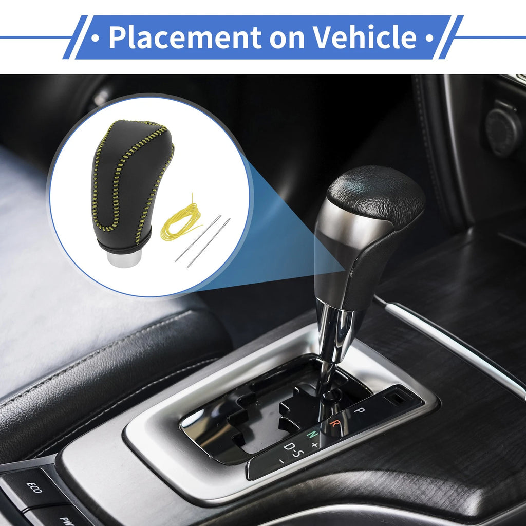 Gear Shift Knob Cover for Subaru Impreza (2017–2023) Black Yellow Faux Leather