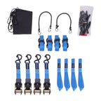 Set of 2 S-Hook Ratchet Tie Down Straps for Motorcycle (15ft, 2200 lb)
