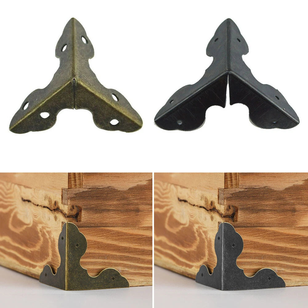Set of 4 Antique Iron Corner Protector Guards for Furniture
