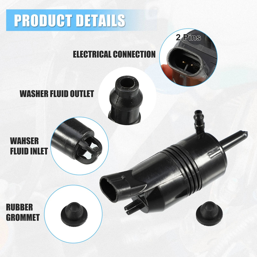 Windshield Washer Motor Pump with Grommet for Buick Regal (2002–2003)