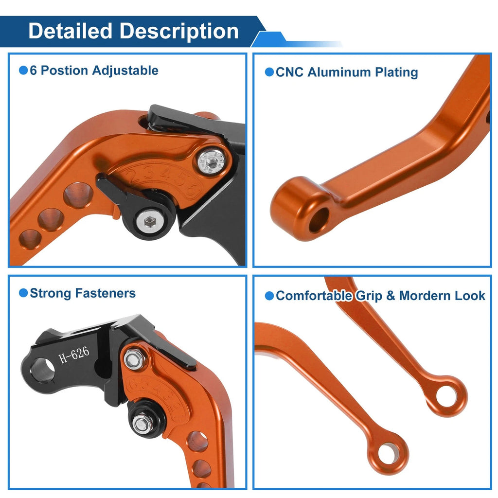 Long Brake Clutch Levers for Honda CB919 (2002–2007) Orange 1 Pair