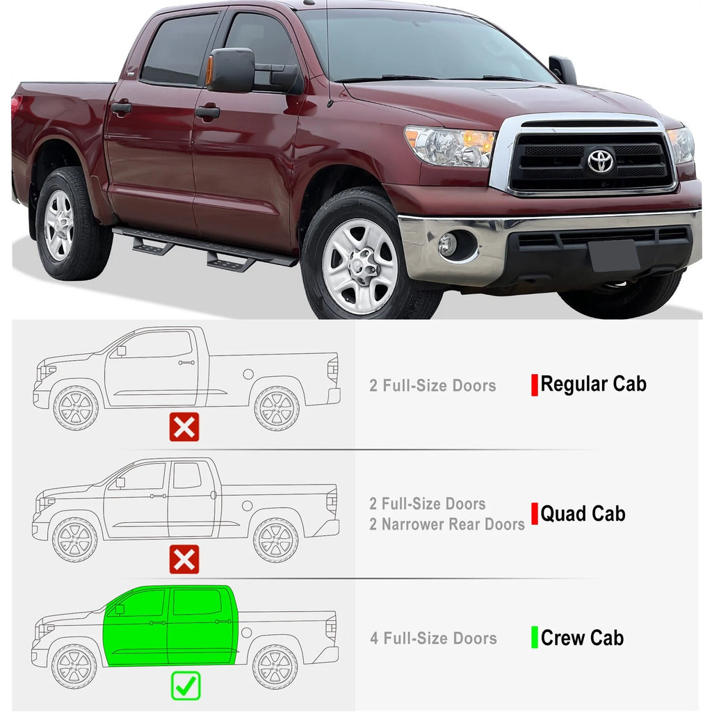 Black Overland Slider Drop Steps for Toyota Tundra CrewMax (2007-2021)