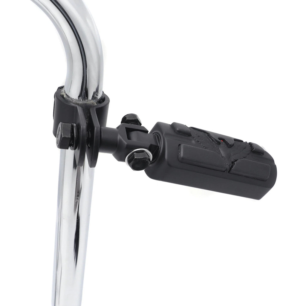Black Hawk Eagle Foot Pegs for Suzuki Intruder, Harley Sportster (1" & 1.25" Clamp)