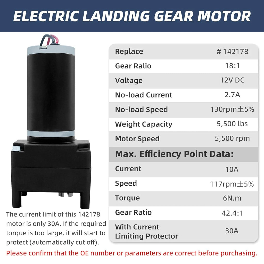Electric RV 5000lb 5th Wheel Landing Gear Motor for (LC-142178, M-9000-PK)
