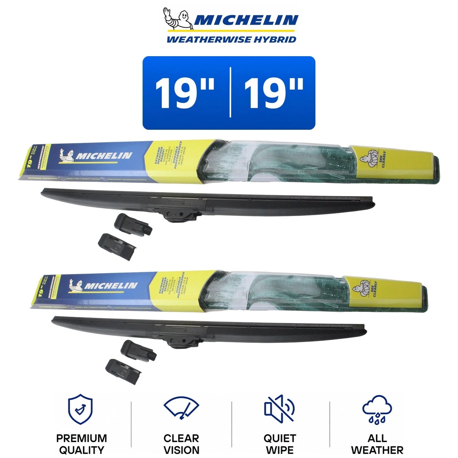 Set of 2 Wiper Blades for Dodge Nitro (2007–2011) - Michelin WeatherWise Hybrid 19"
