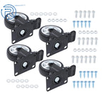 Set of 4 Black Casters with White Hubs, 360-Degree, 2200 lb Capacity