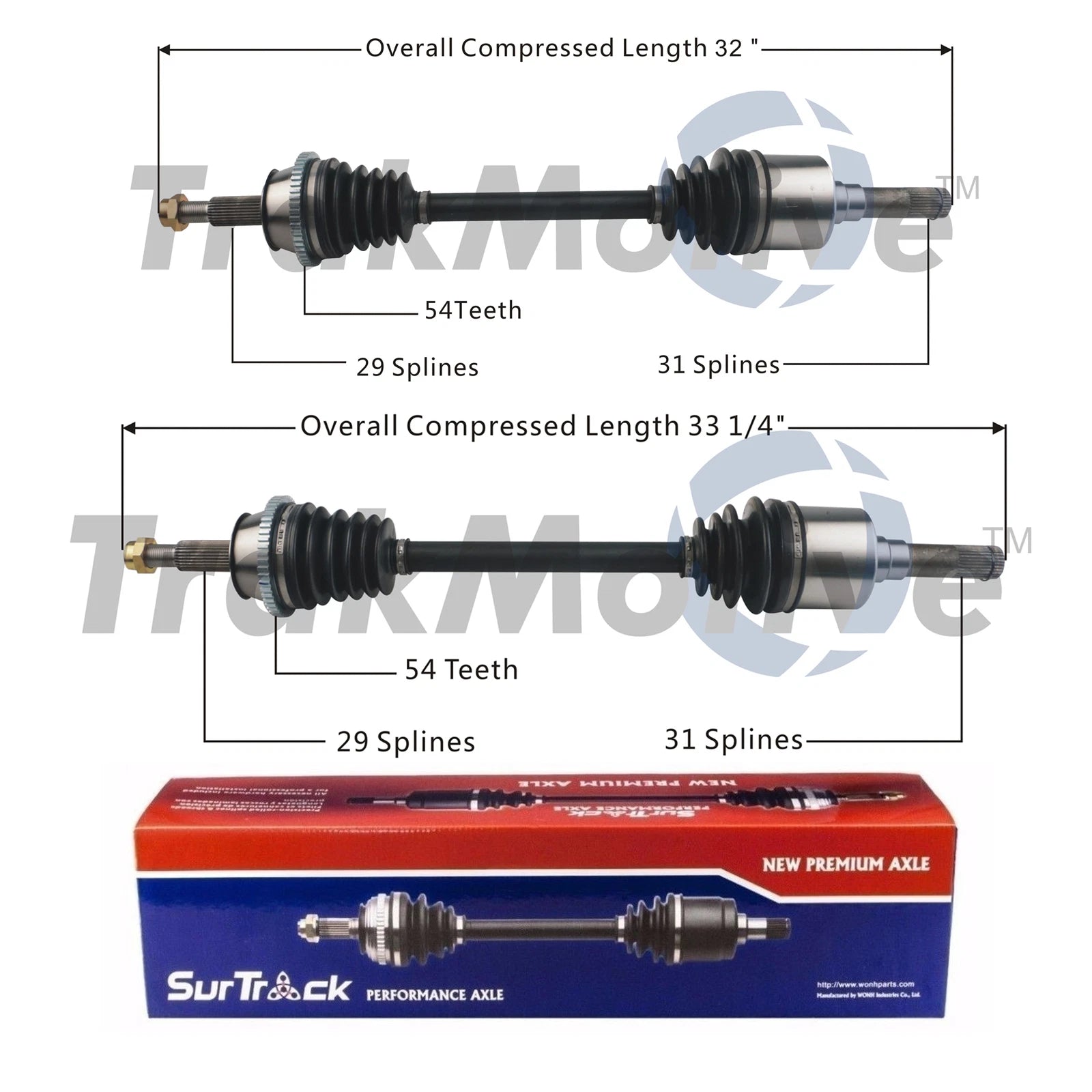 Set of 2 Rear CV Axle Shafts for Ford Explorer Sport Trac (2001–2005)